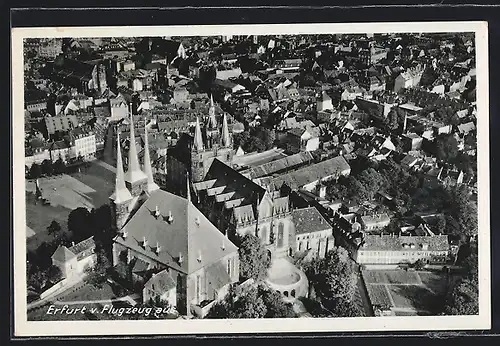 AK Erfurt, Stadtansicht, Flugzeugaufnahme