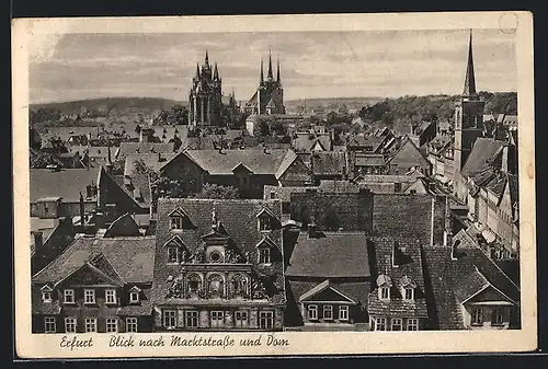 AK Erfurt, Blick auf die Marktstrasse und zum Dom