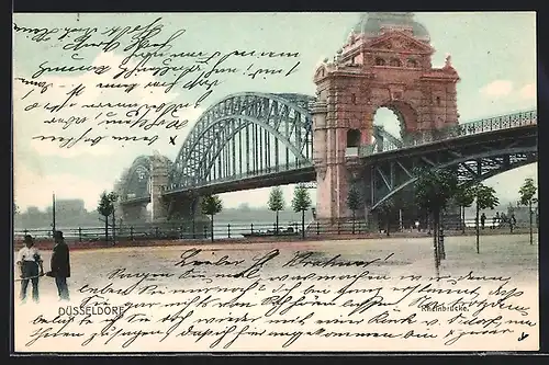 AK Düsseldorf, Blick auf die Rheinbrücke