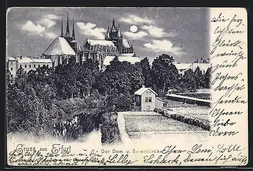 AK Erfurt, Dom und Severikirche im Winter