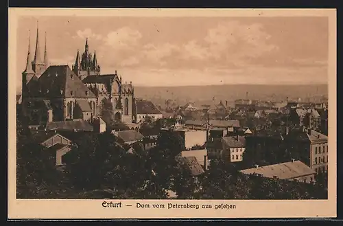 AK Erfurt, Dom vom Petersberg aus gesehen