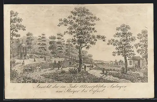 AK Erfurt, Ansicht der im Jahr 1813 zerstörten Anlagen vom Steiger