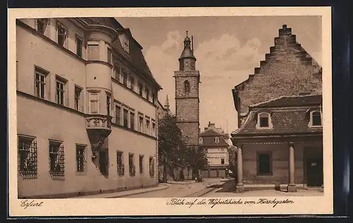 AK Erfurt, Blick auf die Wigbertikirche vom Hirschgarten aus