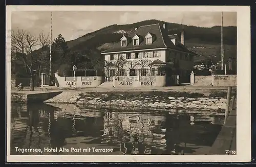 AK Tegernsee, Hotel Alte Post mit Terrasse