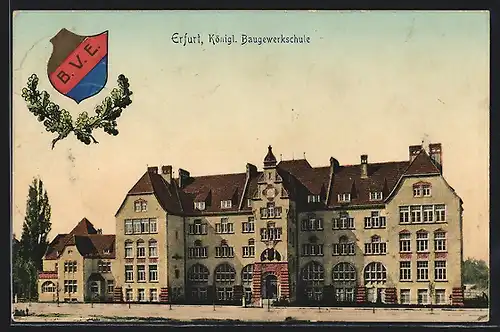 AK Erfurt, Königl. Baugewerkschule und Wappen