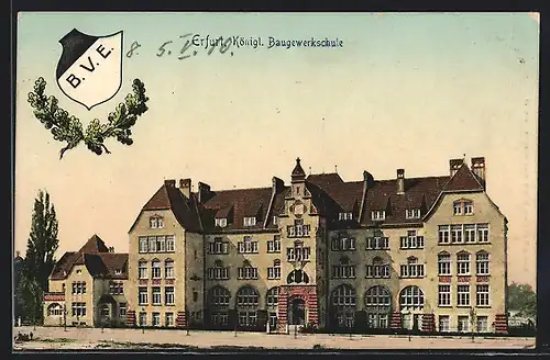 AK Erfurt, Königl. Baugewerkschule und Wappen