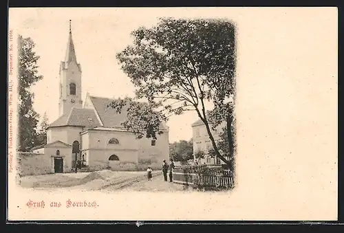 AK Wien-Dornbach, Partie an der Kirche