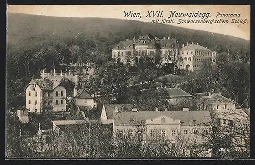 AK Wien-Neuwaldegg, Panorama mit fürstl. Schwarzenberg'schem Schloss