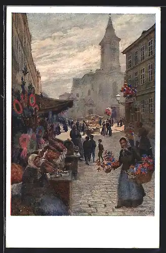 Künstler-AK Wien, Blick in die Kalvarienberggasse