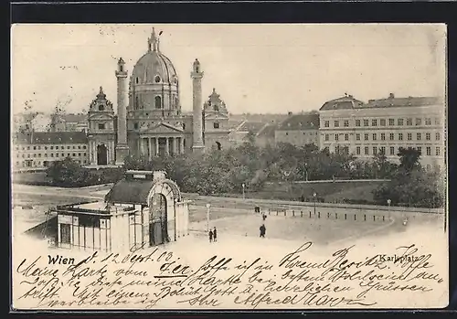 AK Wien, Karlsplatz mit Karlskirche