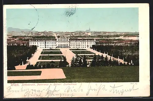 AK Wien, Schönbrunn, Panorama mit Kaiserl. Lustschloss