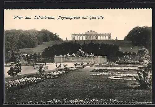 AK Wien, Schönbrunn, Neptungrotte mit Gloriette