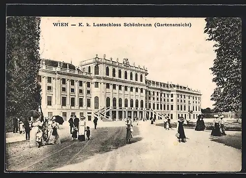 AK Wien, Gartenansicht vom K. k. Lustschloss Schönbrunn