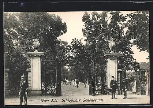 AK Wien, Eingang zum Schlosspark Schönbrunn