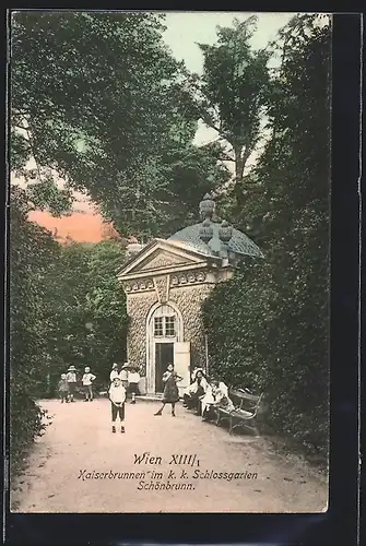 AK Wien, Kaiserbrunnen im K. k. Schlossgarten Schönbrunn