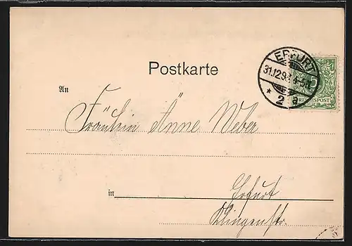 AK Erfurt, Dom und St. Severikirche im Schnee bei Mondschein