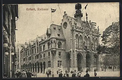 AK Erfurt, Rathaus mit Litfasssäule