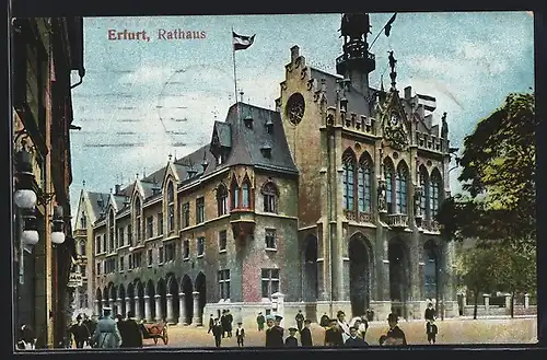 AK Erfurt, Rathaus mit Litfasssäule