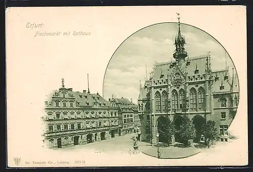 AK Erfurt, Fischmarkt mit Rathaus