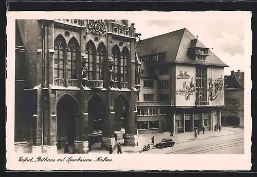 AK Erfurt, Rathaus mit Sparkassen-Neubau