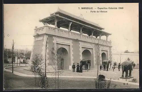 AK Marseille, Exposition coloniale 1906, Porte de l`Annam