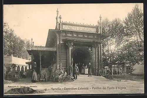 AK Marseille, Exposition coloniale 1906, Pavillon des Forèts d` Algèrie