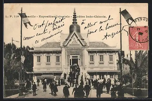 AK Marseille, Exposition coloniale 1906, Théâtre Indo-Chinois