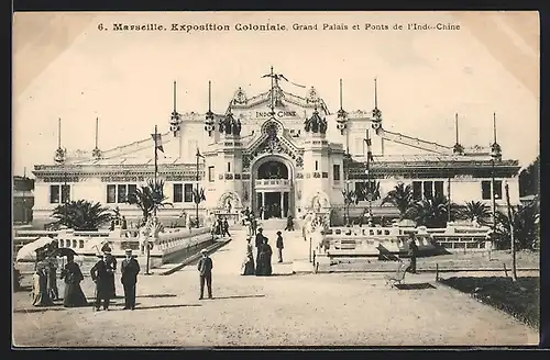 AK Marseille, Exposition coloniale 1906, Grand Palais et Ponts de l`Indo-Chine