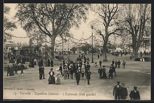 AK Marseille, Exposition coloniale 1906, L` Esplanada - Cotè gauche