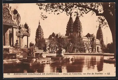 AK Marseille, Exposition coloniale 1906, Palais de l`Indochine vue d`un des Pavillons