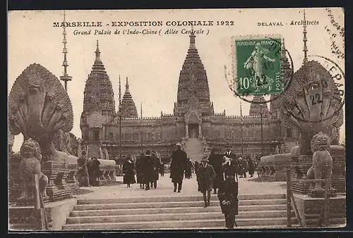 AK Marseille, Exposition coloniale 1906, Grand Palais de l`Indo-Chine, Allée Centrale