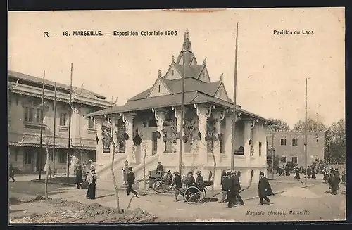 AK Marseille, Exposition coloniale 1906, Pavillon du Laos