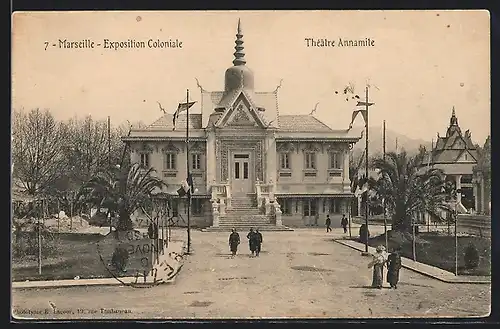 AK Marseille, Exposition Coloniale, Théâtre Annamite, Ausstellung