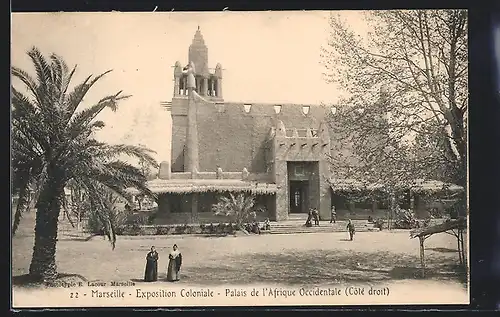 AK Marseille, Ausstellung Exposition Coloniale, Palais de l`Afrique Occidentale, Cote droit