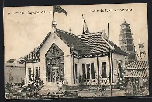 AK Marseille, Exposition coloniale 1906, Pavillon des Forèts de l`Indo-Chine