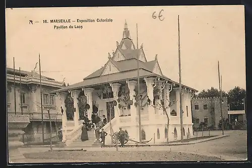 AK Marseille, Exposition coloniale 1906, Pavillon de Laos