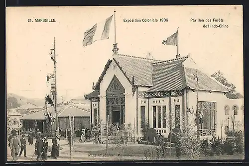 AK Marseille, Exposition coloniale 1906, Pavillon des Forêts de l`Indo-Chine