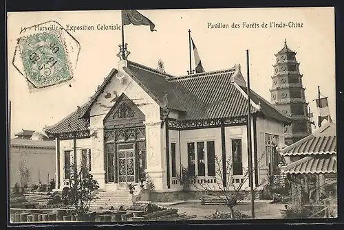 AK Marseille, Exposition coloniale 1906, Pavillon des Forèts de l` Indo-Chine