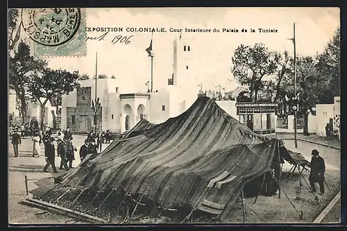 AK Marseille, Exposition coloniale 1906, Cour Interieure du Palais de la Tunisie