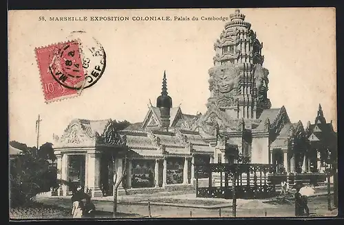 AK Marseille, Exposition coloniale 1906, Palais du Cambodge