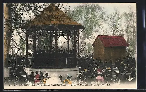 AK Marseille, Exposition coloniale 1906, Kiosque de la Musique Malgache