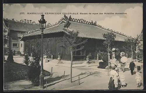 AK Marseille, Exposition coloniale 1906, Maison de repos des Notables Annamites