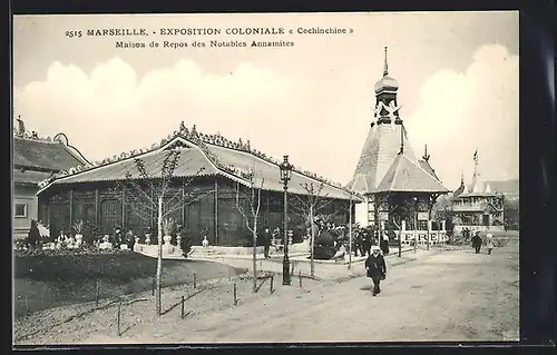 AK Marseille, Exposition coloniale 1906, Cochinchine, Maison de Repos des Notables Annamites