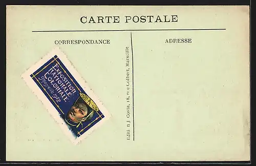 AK Marseille, Exposition coloniale 1922, Statue du Gènèral Galièm de Palais de Madagascar