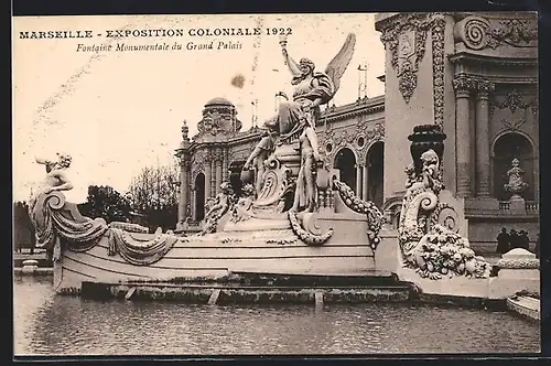 AK Marseille, Exposition coloniale 1922, Fontaine Monumentale du Grand Palais