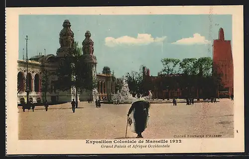 AK Marseille, Exposition coloniale 1922, Grand Palais et Afrique Occidentale