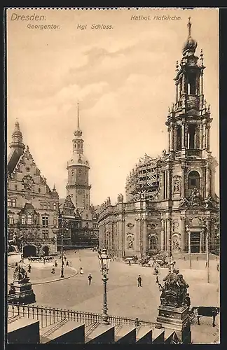 AK Dresden, Georgentor, Kgl. Schloss und Kathol. Hofkirche