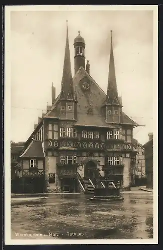 AK Wernigerode a. Harz, Blick zum Rathaus