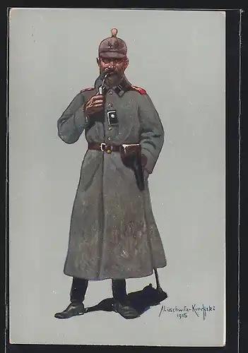 Künstler-AK Wachtmeister des 3. Württemb. Feld-Art.-Reg. Nr. 49 in seiner Felduniform von 1914 /15