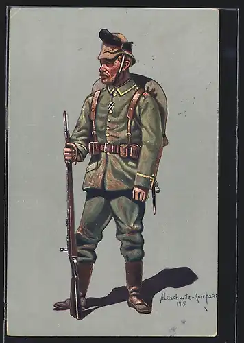 AK Unteroffizier des (K. Sächs.) Schützen- (Füs.-) Regt. Prinz Georg Nr. 108 (Dresden), Felduniform 1914-1915